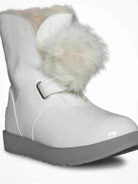 UGG Cream Shearling Pom Pom Ankle Boots
